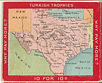 Map of Texas, from the Jigsaw Puzzle Pictures series (T76) issued by Turkish Trophies Cigarettes, Turkish Trophies Cigarettes  American, Commercial color lithograph