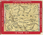 Map of Wyoming, from the Jigsaw Puzzle Pictures series (T76) issued by Turkish Trophies Cigarettes, Turkish Trophies Cigarettes  American, Commercial color lithograph