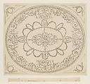 Design for a Ceiling, an Oval within a Square, having a Criss-cross Border to the Oval, for Ampthill Park, Bedfordshire, Sir William Chambers  British, born Sweden, Pen and gray ink, brush and gray wash