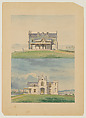 Knoll for William and Philip R. Paulding, Tarrytown (south and east [front] elevations), Alexander Jackson Davis (American, New York 1803–1892 West Orange, New Jersey), Watercolor and ink on paper