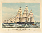 Clipper Ship "Hurricane" of New York, Frances Flora Bond Palmer American, born England, Hand-colored lithograph
