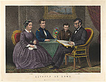 Lincoln at Home, After G. Thomas (American, 19th century), Hand-colored lithograph