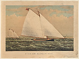 A "Jib and Mainsail" Race, Currier & Ives American, Lithograph, printed in color