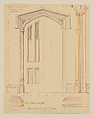 Technical Drawing of the Sliding Door for the Dining Room at Lyndhurst for George Merritt, Tarrytown, New York, Alexander Jackson Davis  American, Watercolor, pen and ink, and graphite