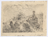 A countryside picnic in the sun, Marie Bracquemond  French, Graphite, charcoal, and red chalk