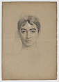 Self-portrait (recto); Study for a self-portrait (verso), Marie Bracquemond  French, Charcoal, brown wash, and white gouache (recto); graphite (verso)