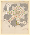 Design for the Marble Floor of the Dôme des Invalides, Paris, Jules Hardouin Mansart  French, Graphite, pen and ink, watercolor