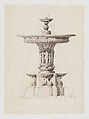 Design for a Fountain, Jean-Baptiste Louis Plantar  French, Graphite, pen and ink, watercolor
