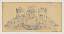 Design for a Pediment (for the Hôtel de Ville), Jean-Baptiste Louis Plantar  French, Graphite, pen and ink, watercolor
