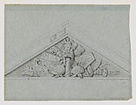 Design for a Pediment with an Armorial Trophy, Jean-Baptiste Louis Plantar  French, Graphite, pen and ink, watercolor