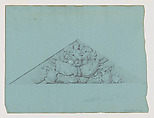 Design for a Pediment with de Coq d’Or on an Armorial Trophy, Jean-Baptiste Louis Plantar  French, Graphite, pen and ink, watercolor