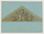 Design for a Pediment with an Armorial Trophy, Jean-Baptiste Louis Plantar  French, Graphite, pen and ink, watercolor