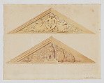 Two Designs for Pediments, one with a Putto and Hybrid creatures, another dedicated to Labor (Travail), Jean-Baptiste Louis Plantar  French, Graphite, pen and ink, watercolor