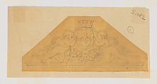Design for an Overdoor with Two Mirroring Putti flanking a Coat of Arms, Jean-Baptiste Louis Plantar  French, Graphite, pen and ink, watercolor