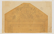 Design for an Overdoor for the Hôtel de Ville with two outward facing Putting flanking a Coat of Arms, Jean-Baptiste Louis Plantar  French, Graphite, pen and ink, watercolor