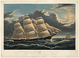 Clipper Ship "Dreadnought" off Tuskar Light, 12 1/2 Days from New York on her Celebrated Passage into Dock of Liverpool in 13 Days 11 Hours, December 1854, Charles Parsons American, Hand-colored lithograph