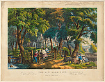 The Old Farm Gate, Frances Flora Bond Palmer American, born England, Hand-colored lithograph