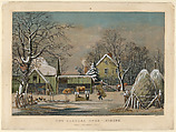 The Farmer's Home -- Winter, George Henry Durrie American, Hand-colored lithograph