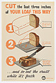 Cut the last three inches of your loaf this way … and so eat the crust while it’s fresh, J. Weiner Ltd.  British, Lithograph