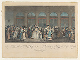 The Palais Royal-Gallery's Walk, Louis Philibert Debucourt French, Color engraving, third state of four