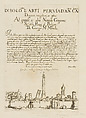 Frontispiece depicting a View of Bologna, from Di Bologna l'Arti per via D'An.ibal' Ca.rac, plate 1, Giuseppe Maria Mitelli  Italian, Etching; first state of three (Bertarelli)