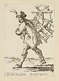 Vendor of Chairs, from Di Bologna l'Arti per via D'An.ibal' Ca.rac, plate 6, Giuseppe Maria Mitelli  Italian, Etching; first state of three (Bertarelli)