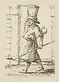 Mason Going to Whitewash Walls, from Di Bologna l'Arti per via D'An.ibal' Ca.rac, plate 7, Giuseppe Maria Mitelli  Italian, Etching; first state of three (Bertarelli)