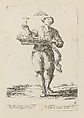 Vendor of Glassware, from Di Bologna l'Arti per via D'An.ibal' Ca.rac, plate 19, Giuseppe Maria Mitelli  Italian, Etching; first state of three (Bertarelli)