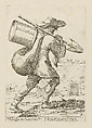 Vendor of Chicken Dung, from Di Bologna l'Arti per via D'An.ibal' Ca.rac, plate 30, Giuseppe Maria Mitelli  Italian, Etching; first state of three (Bertarelli)