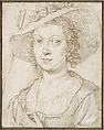 Portrait of a woman as a shepherdess, Crispijn de Passe the Younger (Dutch, Cologne ca. 1594–1670 Amsterdam), Metalpoint on prepared parchment (tafelet), inset into a painted mount