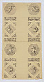 Group of Vignettes copied from the Vatican Loggias, Anonymous, French, 18th century (?), Pen and ink with grey and brown wash over partial blind ruling