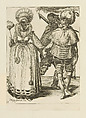 A Man with a Turban Leading a Woman by the Hand, Behind Them a Torchbearer, plate 6 from "The Masquerades", Jacques de Gheyn II Netherlandish, Engraving; first state of three