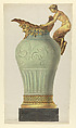 Drawing of a Chinese Celadon Vase with Gilt-Bronze Mounts, Anonymous, French, 18th century French, Pen and gray ink, watercolor, over graphite underdrawing