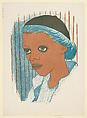 Girl with Blue Hair, Blanche Grambs  American, Color Lithograph