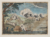An Exact View of the Late Battle at Charlestown, June 17th, 1775, Bernard Romans  American, Engraving with hand coloring