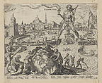 The Colossus of Rhodes, plate 4 from "The Eight Wonders of the World", Philips Galle Netherlandish, Engraving; second state of two