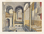 Slimann’s Moorish Baths, Olivier Bro de Comères  French, Watercolor and pen and ink over graphite