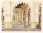 Interior View of the Prayer Hall, Djamaa el Kebir, Olivier Bro de Comères  French, Watercolor and pen and ink over graphite