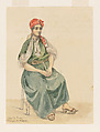 Woman Wearing Kobkab, Olivier Bro de Comères  French, Watercolor over graphite