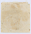 Allegorical scene with beggars and blacksmiths (recto); Sketch of rooftop (verso), David Vinckboons (Netherlandish, Mechelen 1576–1629 Amsterdam), Pen and brown ink, brush and brown ink, brown wash, heightened with white, on antique laid paper partially prepared with green watercolor, double framing lines in brown ink and gold leaf (recto); black chalk (verso)