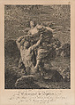 Dejanira being abducted by the centaur Nessos, a man with bow and arrow at right, after Reni, Engraved by Charles Clément Bervic (French, Paris 1756–1822 Paris), Engraving