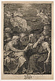 The doctors of the church consulting books and documents and contemplating the Virgin who is shown above in heaven, flanked by angels, after Reni, William Sharp (British, London 1749–1824 London), Engraving