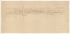 Perspective of the amusement resort at Wolf Lake, Indiana, Frank Lloyd Wright American, Lithograph with dark brown ink and ink wash
