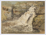 The Falls of the Clyde after a Flood, James Ward British, Watercolor with scratching out