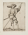 Soldier standing wearing a plumed hat viewed from behind, from the series 'Capricci e habiti militari', Filippo Liagno  Italian, Etching