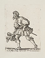 Soldier holding a plumed hat walking to the left, from the series 'Capricci e habiti militari', Filippo Liagno  Italian, Etching