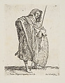 Standing solider holding a lance and a shield facing right, from the series 'Capricci e habiti militari', Filippo Liagno  Italian, Etching