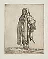 Standing soldier wearing a long cloak, from the series 'Capricci e habiti militari', Filippo Liagno  Italian, Etching