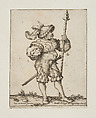 Standing soldier holding a lance facing right, from the series 'Capricci e habiti militari', Filippo Liagno  Italian, Etching