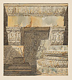 Capriccio of Classical Architectural Fragments: Frontispiece to Cahier IV of the "Palaces and Houses of Rome" (Palais et Maisons de Rome), Charles Percier  French, Pen and black ink with watercolor